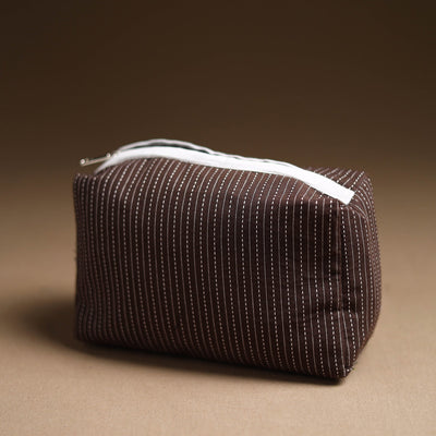 Brown - Handmade Cotton Toiletry Pouch 19