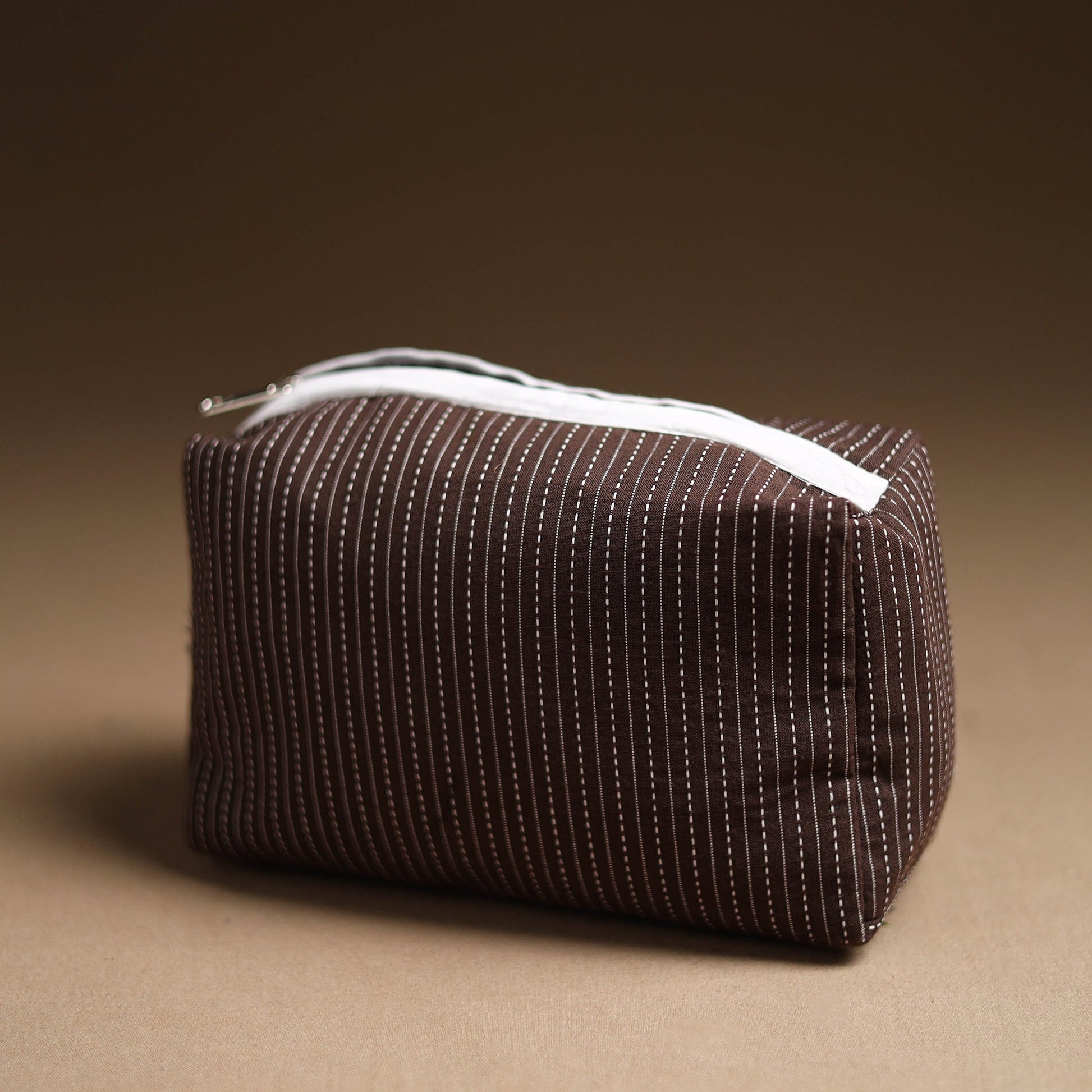 Brown - Handmade Cotton Toiletry Pouch 19