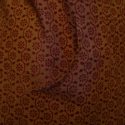 Brown - Bagh Block Print Cotton Apron with Pocket 28