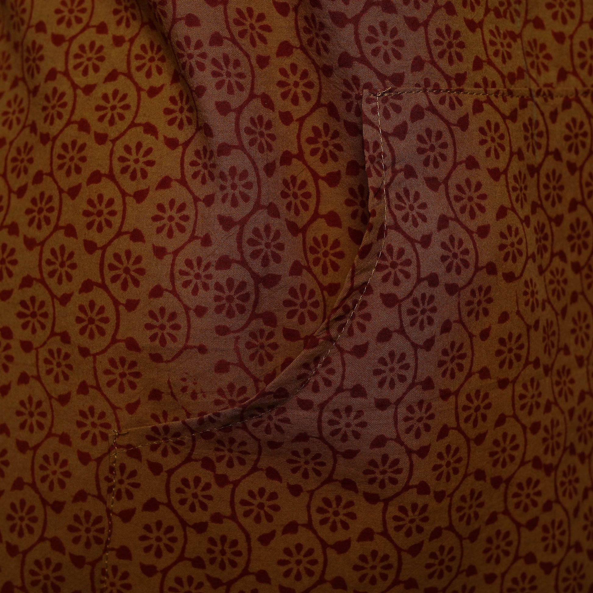 Brown - Bagh Block Print Cotton Apron with Pocket 28