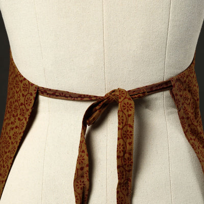 Brown - Bagh Block Print Cotton Apron with Pocket 28