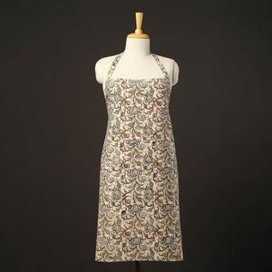 Beige - Kalamkari Block Print Cotton Apron with Pocket 31