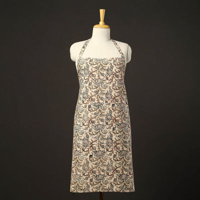 Beige - Kalamkari Block Print Cotton Apron with Pocket 31