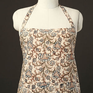 Beige - Kalamkari Block Print Cotton Apron with Pocket 31