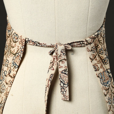 Beige - Kalamkari Block Print Cotton Apron with Pocket 31