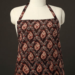 Brown - Kalamkari Block Print Cotton Apron with Pocket 32