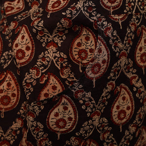 Brown - Kalamkari Block Print Cotton Apron with Pocket 32