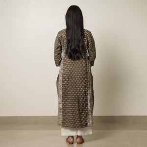 Brown - Akola Hand Block Printed Cotton Straight Kurta 33
