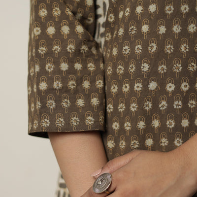 Brown - Akola Hand Block Printed Cotton Straight Kurta 33