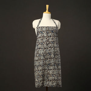 Black - Kalamkari Block Print Cotton Apron with Pocket 34