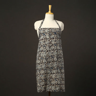 Black - Kalamkari Block Print Cotton Apron with Pocket 34