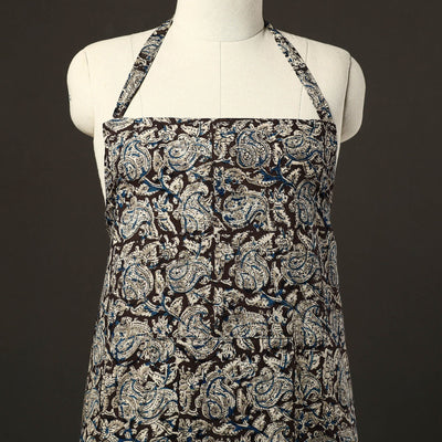 Black - Kalamkari Block Print Cotton Apron with Pocket 34