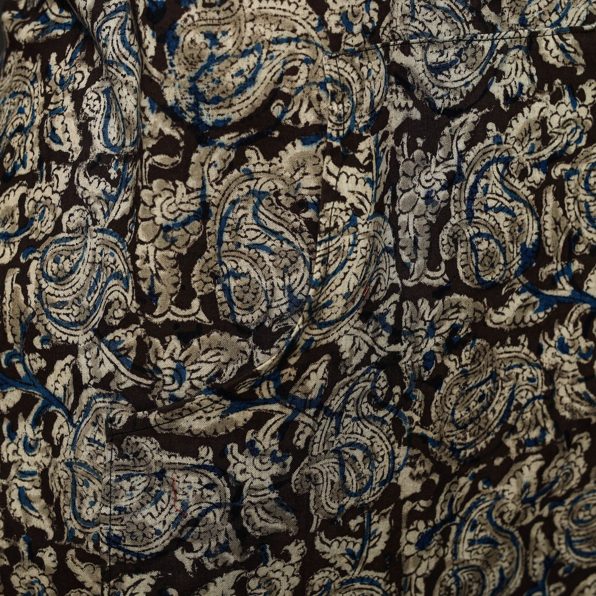 Black - Kalamkari Block Print Cotton Apron with Pocket 34