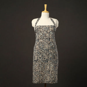 Black - Kalamkari Block Print Cotton Apron with Pocket 36