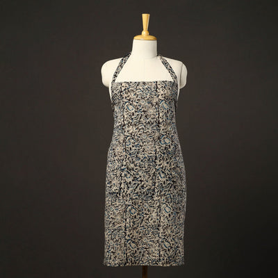 Black - Kalamkari Block Print Cotton Apron with Pocket 36