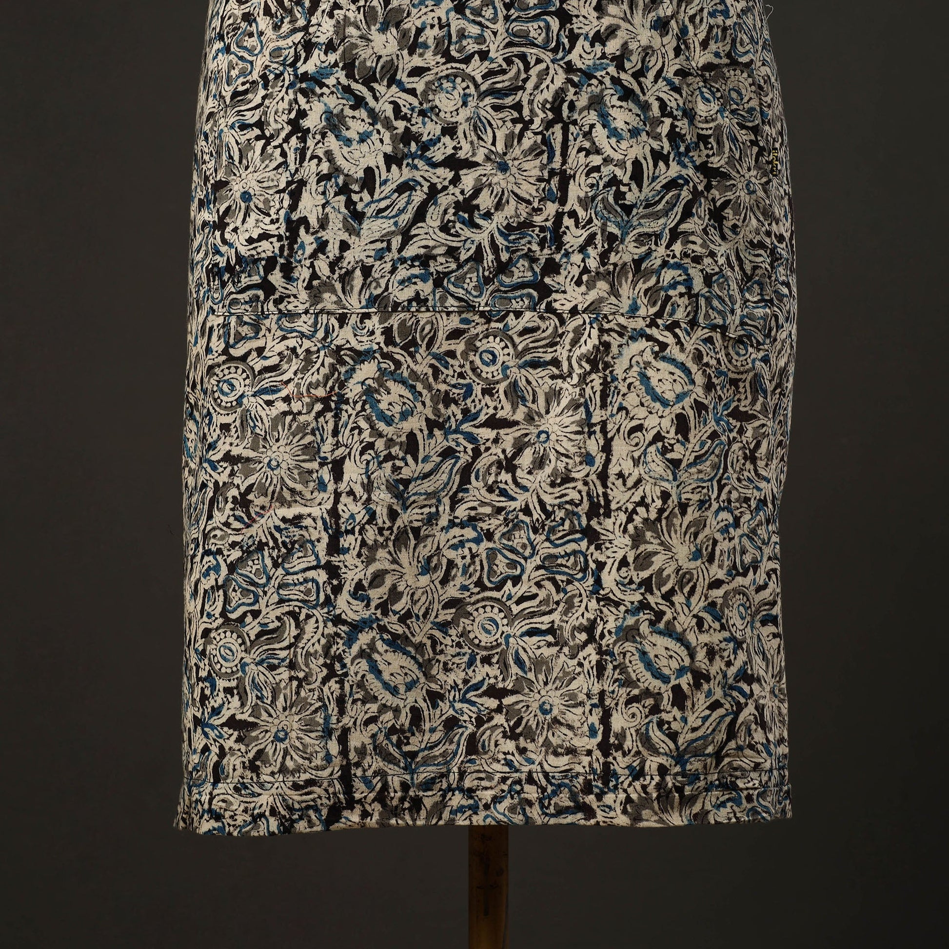 Black - Kalamkari Block Print Cotton Apron with Pocket 36