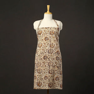 Beige - Kalamkari Block Print Cotton Apron with Pocket 37