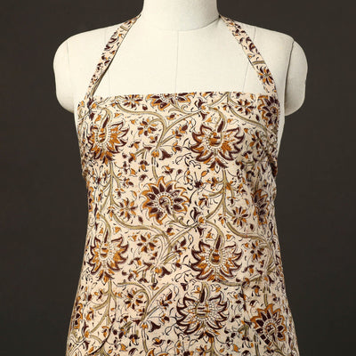 Beige - Kalamkari Block Print Cotton Apron with Pocket 37