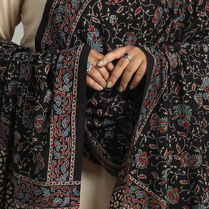 Black - Block Printed Cotton Ajrakh Dupatta 08