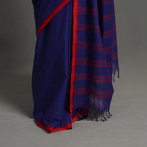 Blue - Bengal Handwoven Cotton Plain Begampuri Saree 21
