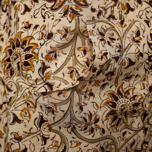 Beige - Kalamkari Block Print Cotton Apron with Pocket 37