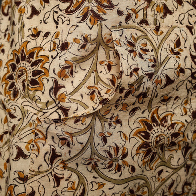 Beige - Kalamkari Block Print Cotton Apron with Pocket 37
