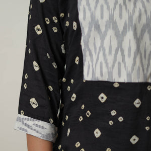 Black - Tie & dye Cotton Straight Bandhani Kurta 03