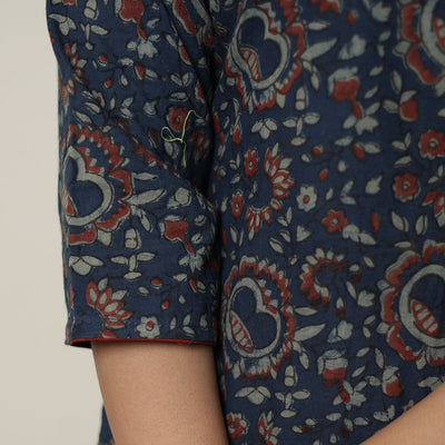 Blue - Akola Block Printed Cotton Straight Long Kurta