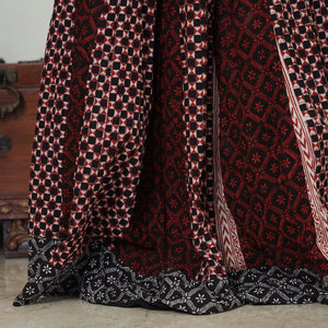 Brown - Bagh Block Printed Patchwork Cotton Long Skirt