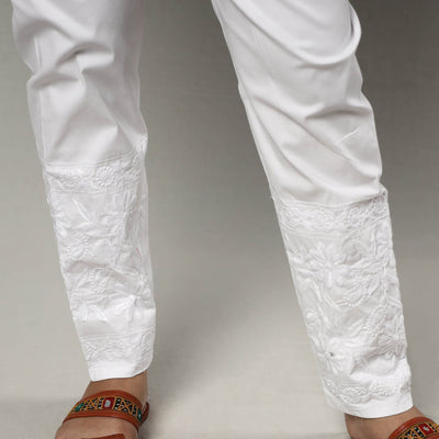 Beige Chikankari Hand Embroidered Silk Cotton Kurta with Inner & Pant Set