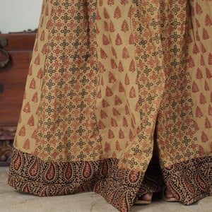 Brown - Bagh Block Printed Patchwork Cotton Long Skirt