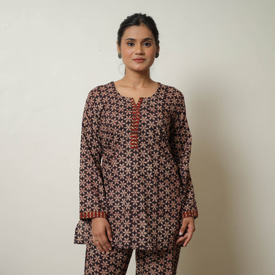 Brown - Block Printed Cotton Bagru Co-Ord Set 11