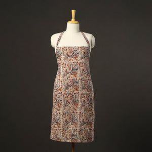 Beige - Kalamkari Block Print Cotton Apron with Pocket 42