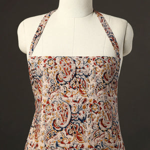 Beige - Kalamkari Block Print Cotton Apron with Pocket 42