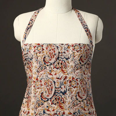 Beige - Kalamkari Block Print Cotton Apron with Pocket 42