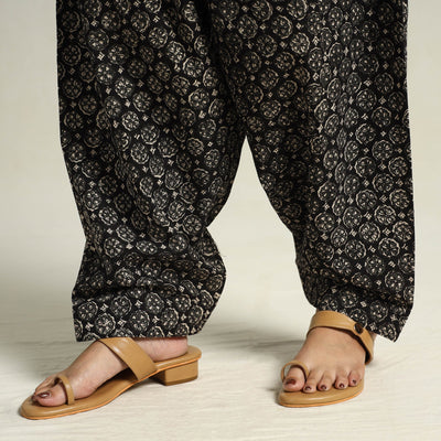 Black - Bagru Block Printed Cotton Elasticated Salwar 01