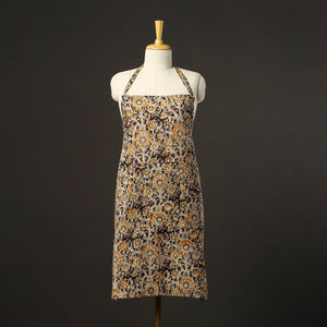 Black - Kalamkari Block Print Cotton Apron with Pocket 44