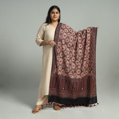 Brown - Block Printed Cotton Ajrakh Dupatta 20