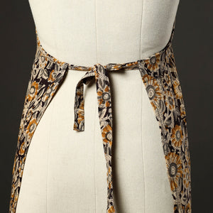 Black - Kalamkari Block Print Cotton Apron with Pocket 44