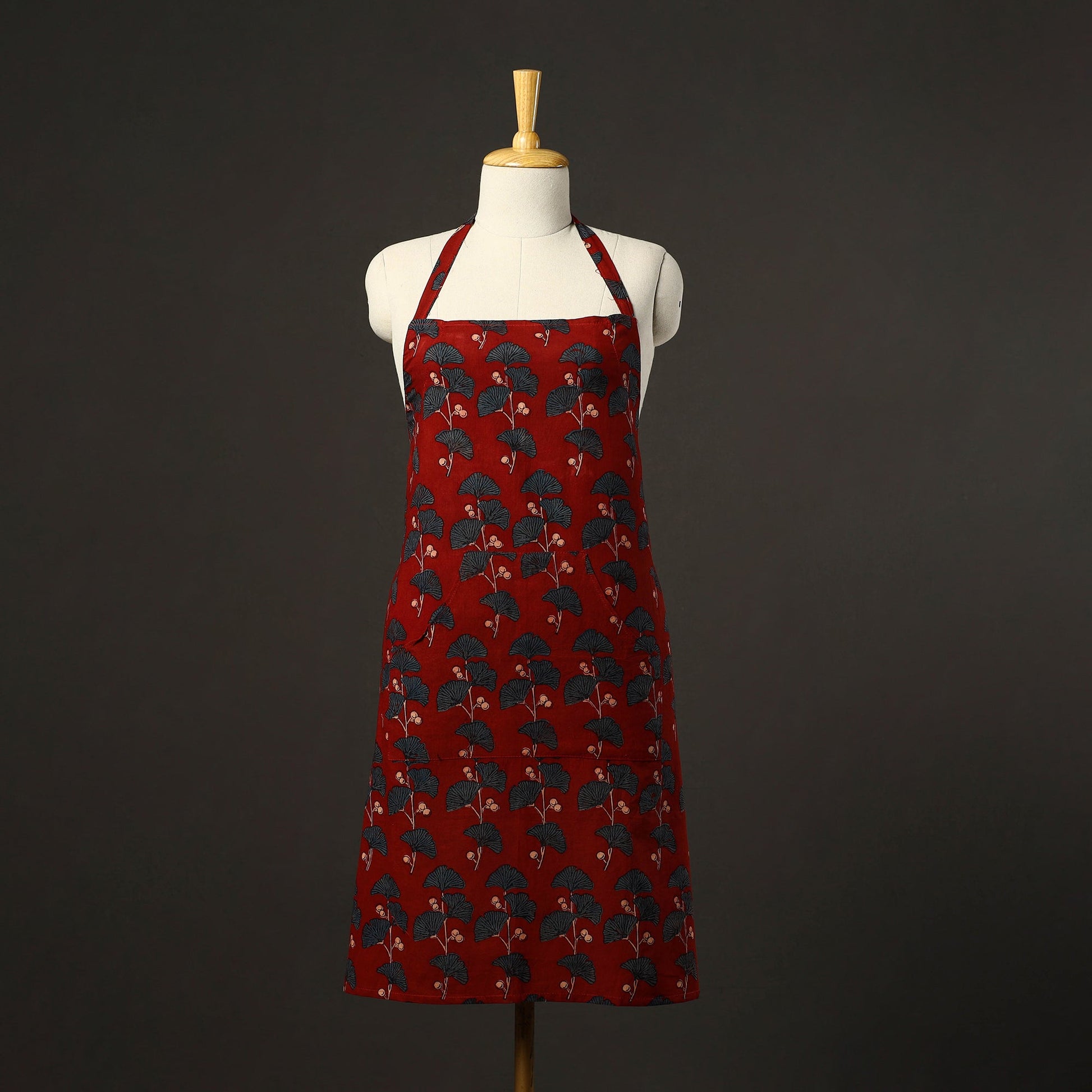 Ajrakh Block Print Cotton Apron with Pocket 45