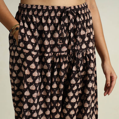 Black - Bagru Block Printed Cotton Elasticated Salwar 08