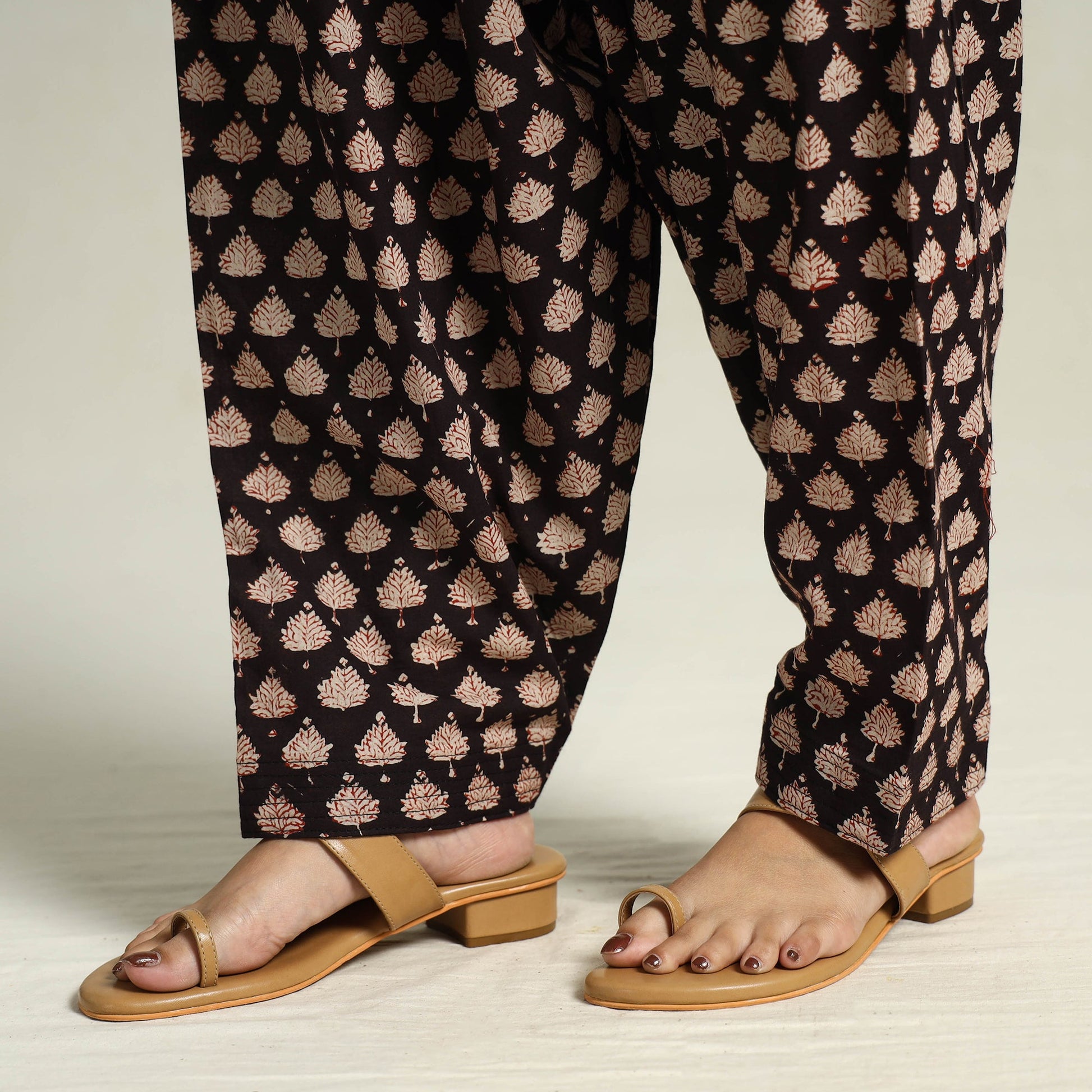 Black - Bagru Block Printed Cotton Elasticated Salwar 08
