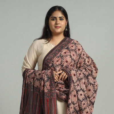 Brown - Block Printed Cotton Ajrakh Dupatta 20