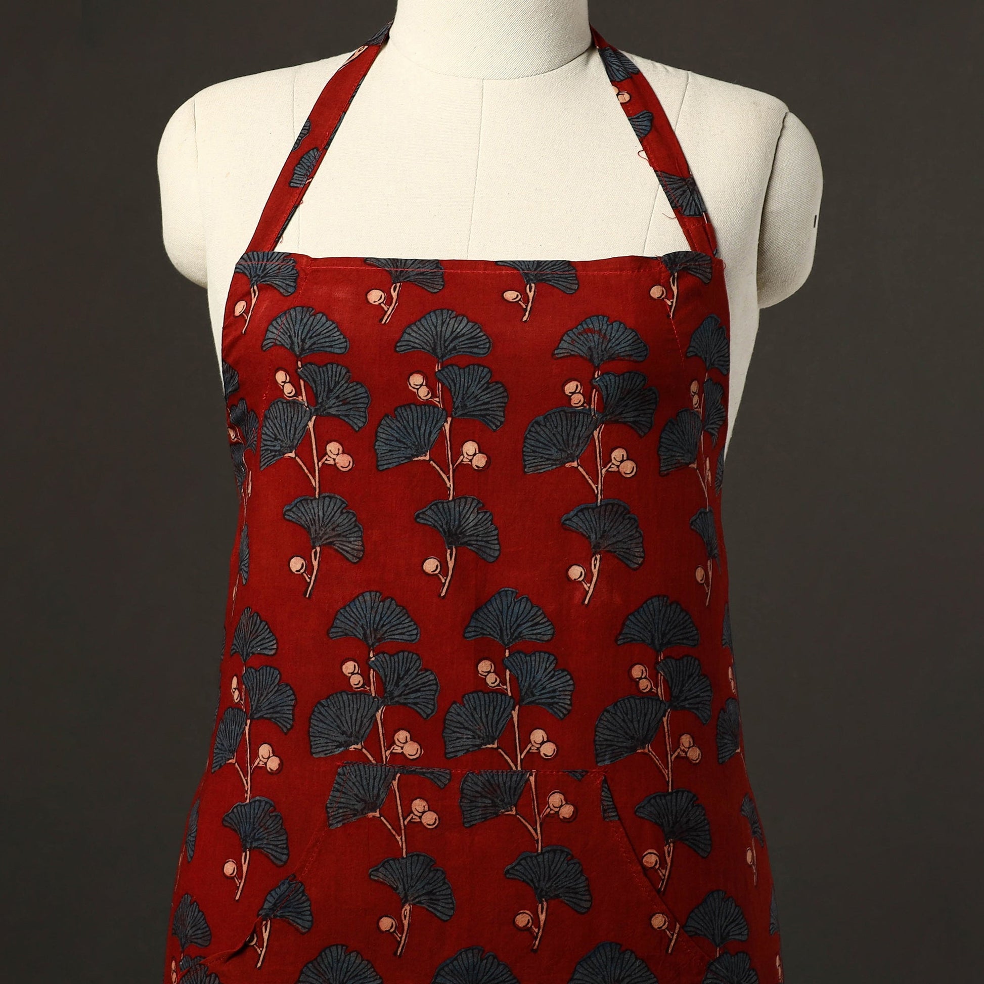 Ajrakh Block Print Cotton Apron with Pocket 45