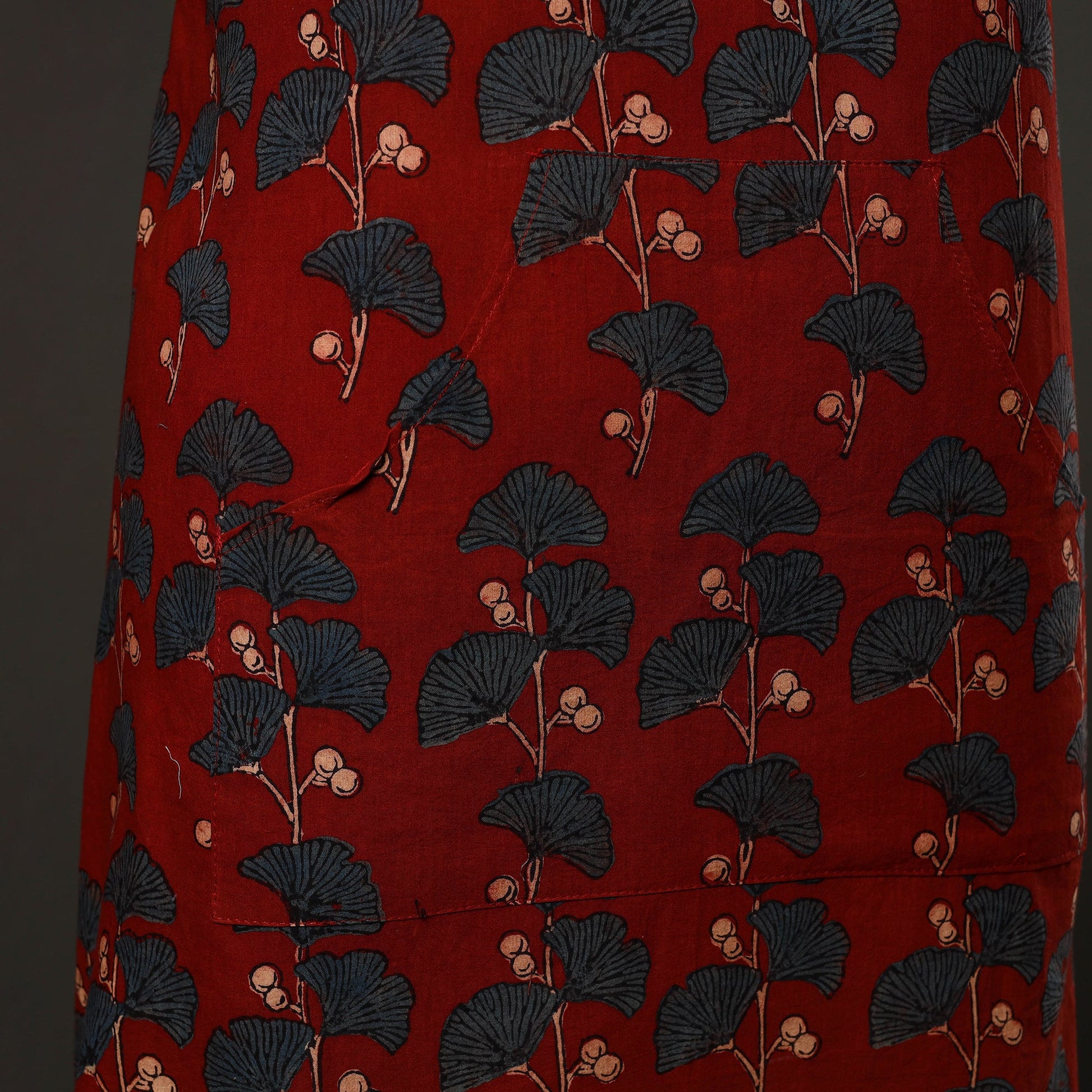 Ajrakh Block Print Cotton Apron with Pocket 45