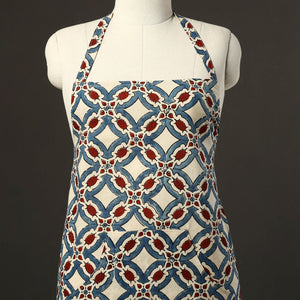 Beige - Ajrakh Block Print Cotton Apron with Pocket 46