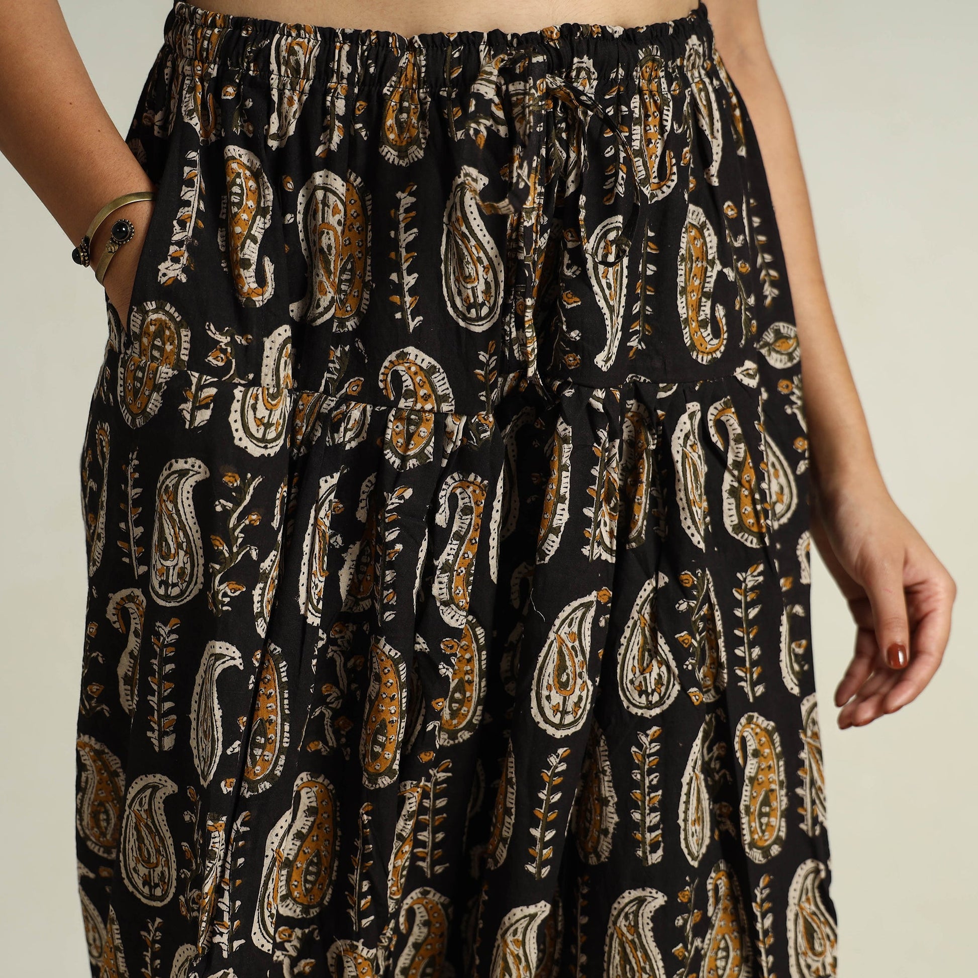 Black - Bagru Block Printed Cotton Elasticated Salwar 10