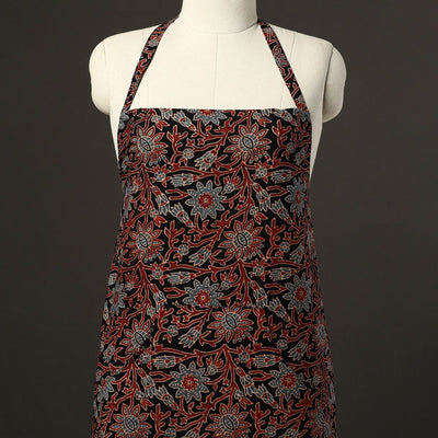 Black - Ajrakh Block Print Cotton Apron with Pocket 47