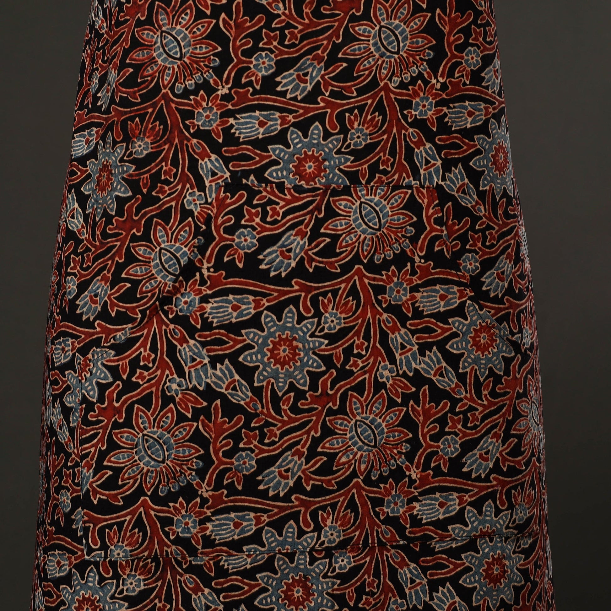 Black - Ajrakh Block Print Cotton Apron with Pocket 47
