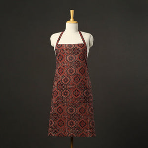 Brown - Ajrakh Block Print Cotton Apron with Pocket 48